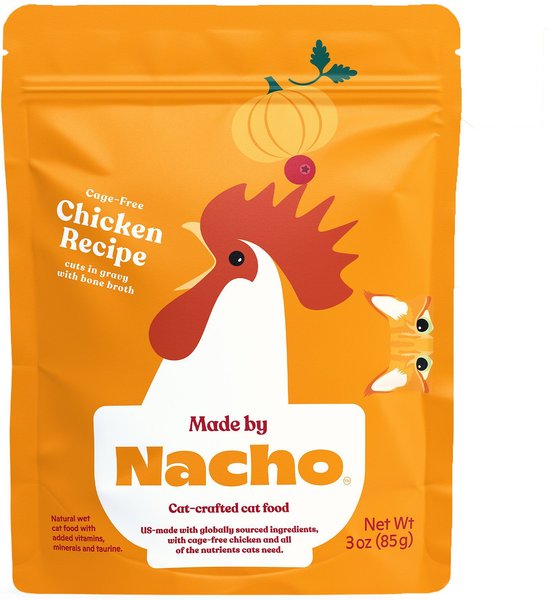 Made by Nacho Cage Free Chicken Recipe Cuts In Gravy with Bone Broth Wet Cat Food, 3-oz pouch, case of 12, bundle of 2 slide 1 of 2