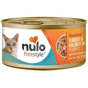 Nulo Freestyle Shredded Turkey & Halibut in Gravy Grain-Free Canned Cat & Kitten Food, 3-oz can, case of 48