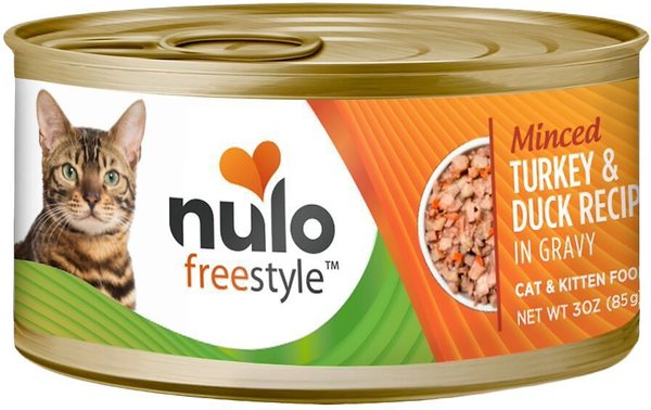 Nulo Freestyle Minced Turkey & Duck in Gravy Grain-Free Canned Cat & Kitten Food, 3-oz can, case of 24, bundle of 2 slide 1 of 2