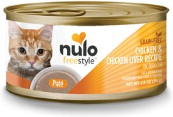 Nulo FreeStyle Chicken & Chicken Liver Pate Wet Cat Food, 2.8-oz can, case of 24