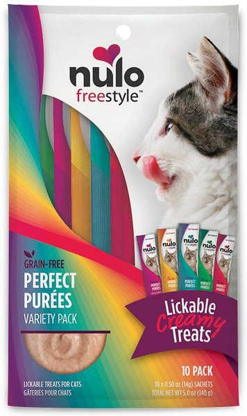 Nulo Freestyle Perfect Puree Variety Pack Grain-Free Lickable Cat Treats, 0.5-oz tube, pack of 10, bundle of 2 slide 1 of 4