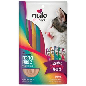 Nulo Freestyle Perfect Puree Variety Pack Grain-Free Lickable Cat Treats, 0.5-oz tube, pack of 10, bundle of 2