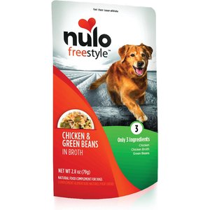 Nulo FreeStyle Chicken & Green Beans in Broth Dog Food Topper, 2.8-oz pouch, case of 6, bundle of 2