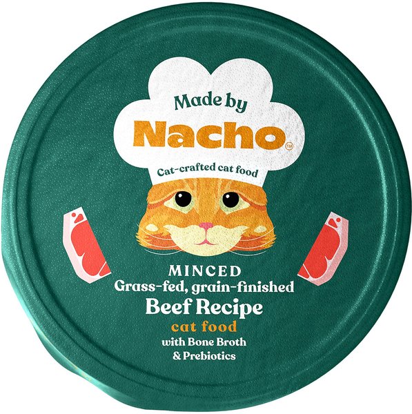 Made by Nacho Grass Fed, Grain-Finished Minced Beef Recipe with Bone Broth Wet Cat Food, 2.5-oz tray, case of 10, bundle of 2 slide 1 of 2