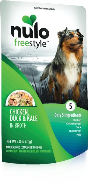 Nulo FreeStyle Chicken, Duck, & Kale in Broth Dog Food Topper, 2.8-oz pouch, case of 6, bundle of 2 slide 1 of 3