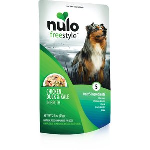Nulo FreeStyle Chicken, Duck, & Kale in Broth Dog Food Topper, 2.8-oz pouch, case of 6, bundle of 2