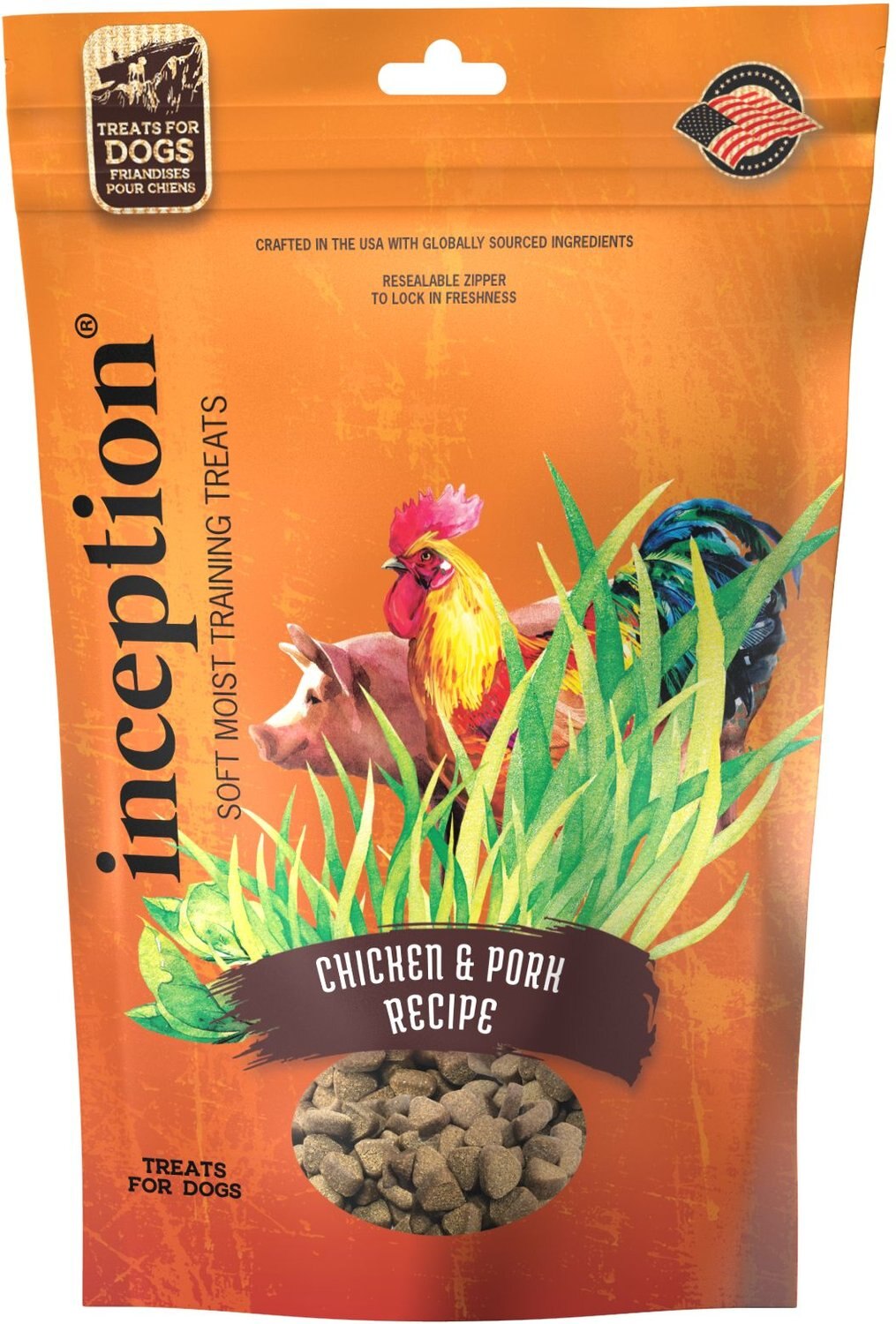 INCEPTION Chicken & Pork Flavored Soft & Chewy Dog Treats, 4-oz bag ...