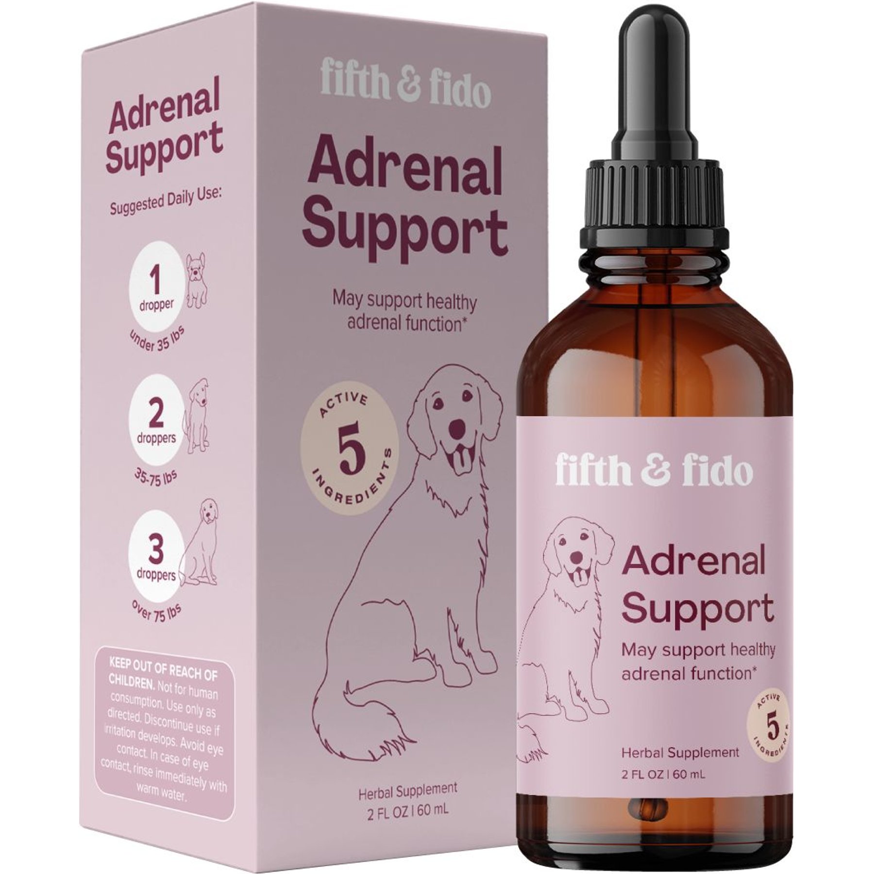 Fifth and Fido Adrenal Balance Liquid Hormone Supplement for Dogs