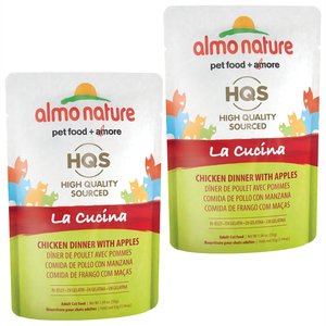Almo Nature La Cucina Chicken with Apple Grain-Free Cat Food Pouches, 1.94-oz pouch, case of 24, bundle of 2