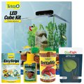 Betta Fish Starter Kit - Tetra LED Cube Kit Fish Aquarium, 3-gal + 4 other items