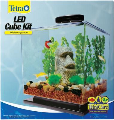 Show full view: Betta Fish Starter Kit - Tetra LED Cube Kit Fish Aquarium, GloFish Artificial Plant, Tetra Test Strips, Tetra Food, Tetra Aquarium Bacteria slide 3 of 8
