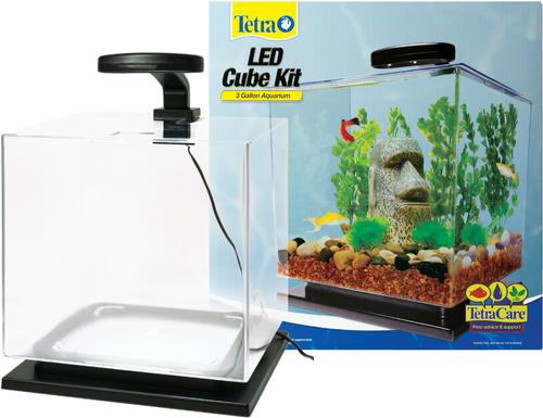 Show full view: Betta Fish Starter Kit - Tetra LED Cube Kit Fish Aquarium, GloFish Artificial Plant, Tetra Test Strips, Tetra Food, Tetra Aquarium Bacteria slide 4 of 8