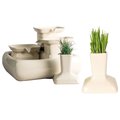 Miaustore Cat Grass Cup, Milk +  Dog & Cat Ceramic Water Fountain, 115-oz, Milk