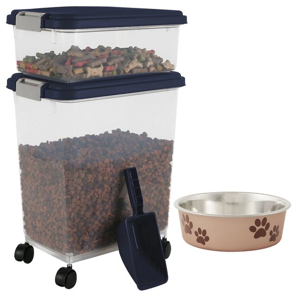 IRIS Airtight Food Storage Container & Scoop Combo + Loving Pets Bella Dog & Cat Bowl, 1.75-cup slide 1 of 7