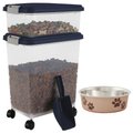 IRIS Airtight Food Storage Container & Scoop Combo + Loving Pets Bella Dog & Cat Bowl, 1.75-cup