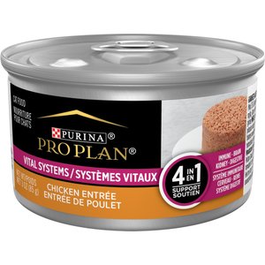 Purina Pro Plan Vital Systems 4-in-1 Support Chicken Entrée Pate Wet Cat Food, 3-oz can, case of 24