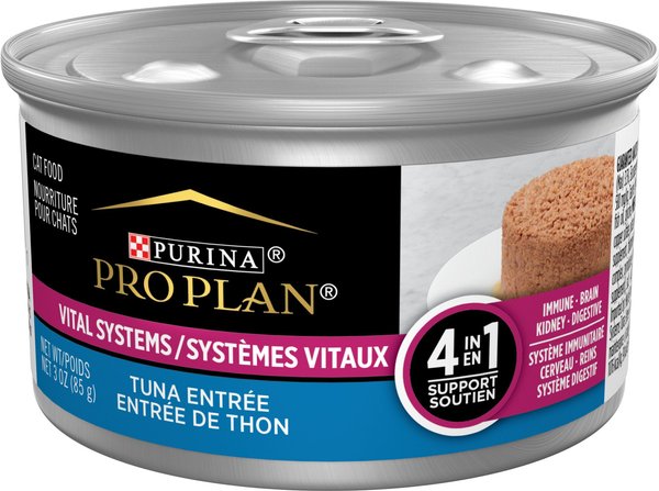 Purina Pro Plan Vital Systems 4-in-1 Support Tuna Entrée Pate Wet Cat Food, 3-oz can, case of 24 slide 1 of 7