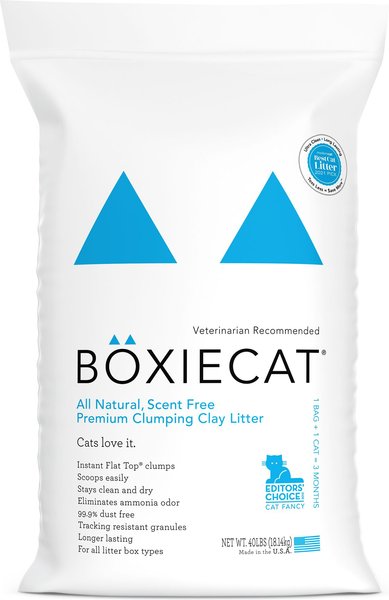 Boxiecat Premium Unscented Clumping Clay Cat Litter, 40-lb bag slide 1 of 9