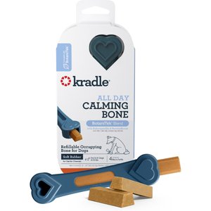 Kradle All Day Calming 6-inch Rubber Dog Bone Toy with Bacon Flavored Dog Treat Refill, 4 count