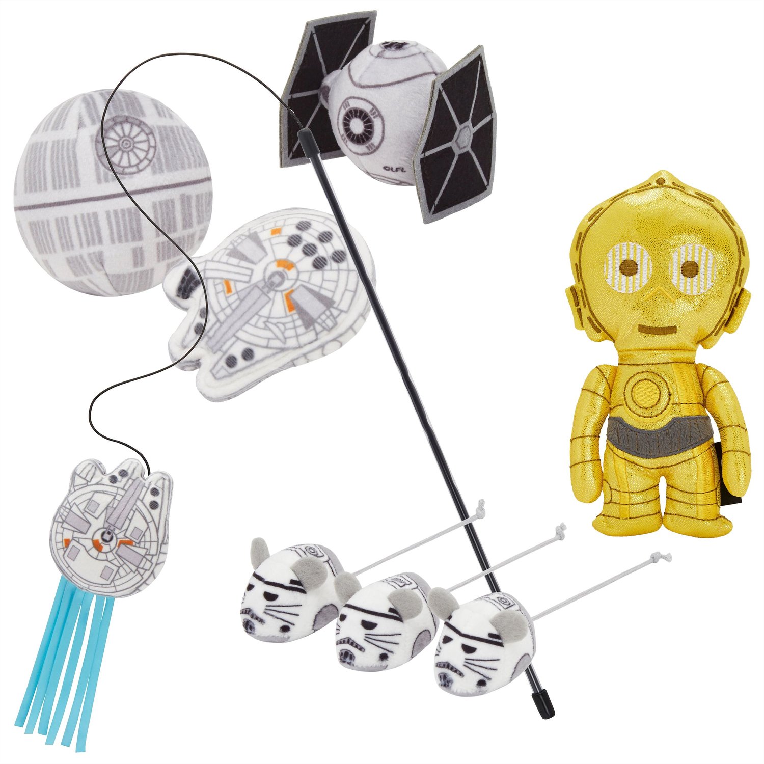 Bundle: STAR WARS Branded Pack - STAR WARS Galactic Empire Ships Plush Cat Toy with Catnip, 3 count + 3 other items