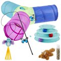 Frisco Branded Pack - Frisco Peek-a-Boo Cat Chute Cat Toy, Colorful Tri-Tunnel + 3 other items