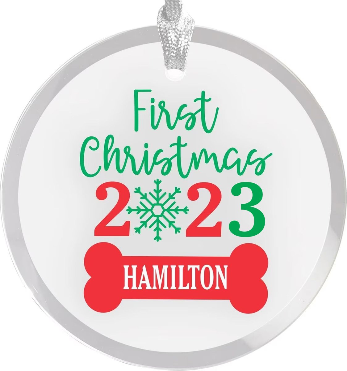 Frisco Christmas \"First Christmas\" Round Shaped Personalized Ornament