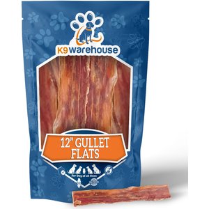 K9warehouse Gullet Flats 12-inch Beef Flavored Dog Chews, 12 count