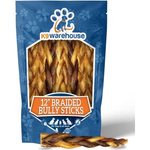 K9warehouse Braided Bully Sticks 4-5-inch Dog Treats, 6 count