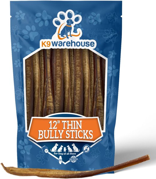 K9warehouse Thin 12-inch Bully Sticks Dog Treats, 12 count slide 1 of 7
