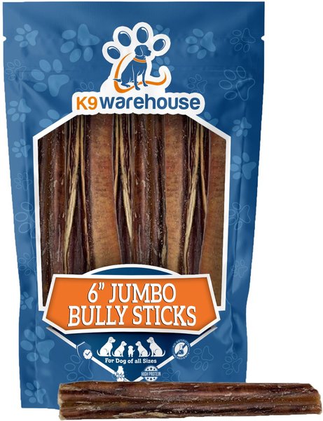 K9warehouse Jumbo 6-inch Bully Sticks Dog Treats, 3 count slide 1 of 8