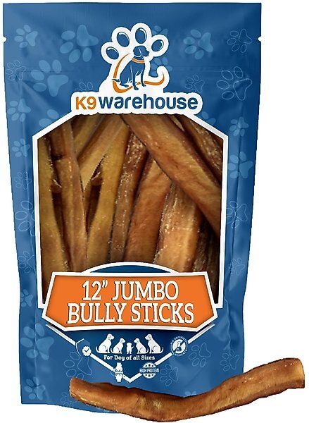 K9warehouse Jumbo 12-inch Bully Sticks Dog Treats, 3 count slide 1 of 8