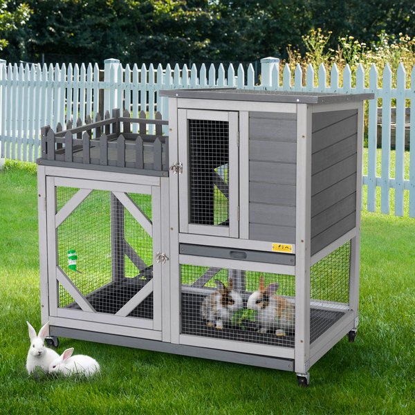 AIVITUVIN-AIR68 Wooden Indoor Rabbit House, Large, Gray - Chewy.com