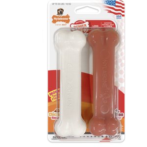 Nylabone Classic Twin Pack Power Chew Flavored Durable Dog Chew Toy Bacon & Chicken, Medium