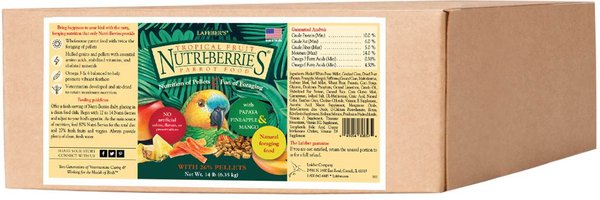 Lafeber Tropical Fruit Nutri-Berries Parrot Food, 14-lb tub slide 1 of 6