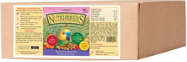 Lafeber Sunny Orchard Nutri-Berries Parrot Food, 14-lb tub slide 1 of 6