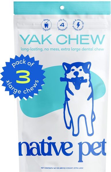Native Pet X-Large Natural Gluten-Free & Lactose-Free Yak Cheese Flavored Dog Chew Treats, 16-oz bag, 3 count slide 1 of 8