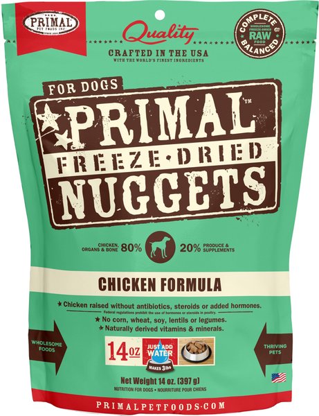 Primal Chicken Formula Nuggets Grain-Free Raw Freeze-Dried Dog Food, 14-oz bag slide 1 of 5