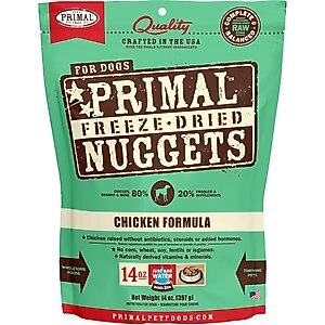 Primal Chicken Formula Nuggets Grain-Free Raw Freeze-Dried Dog Food, 14-oz bag