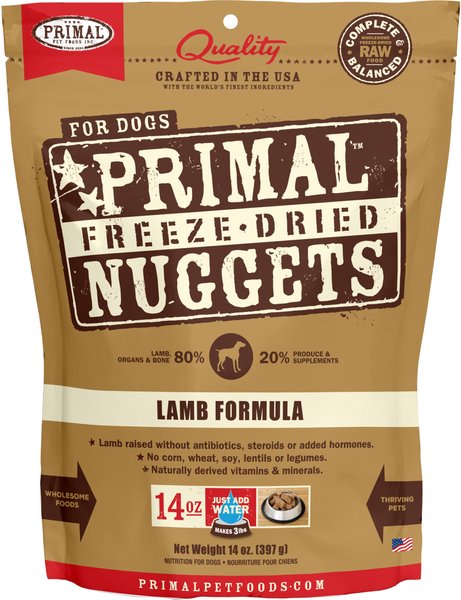 Primal Lamb Formula Nuggets Grain-Free Raw Freeze-Dried Dog Food, 14-oz bag slide 1 of 10