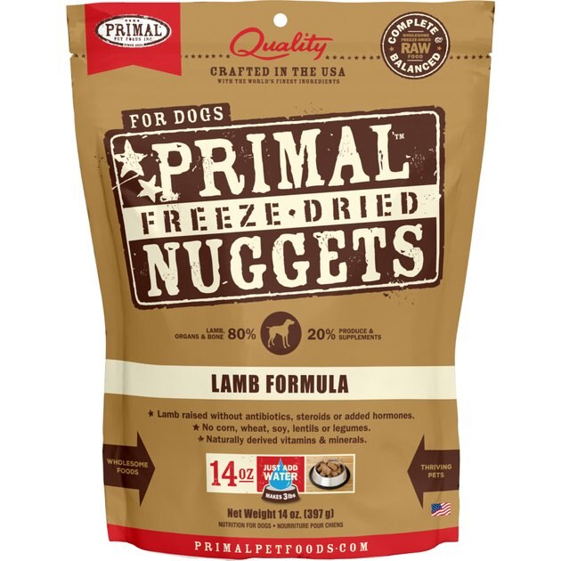 PRIMAL Lamb Formula Nuggets Grain-Free Raw Freeze-Dried Dog Food, 14-oz ...