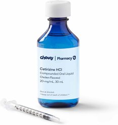 Cetirizine HCl Compounded Oral Liquid Chicken Flavored for Dogs, Cats & Horses, 20-mg/mL, 30 mL