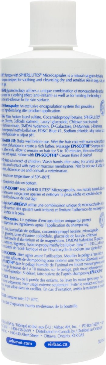 Virbac epi outlet soothe dog shampoo