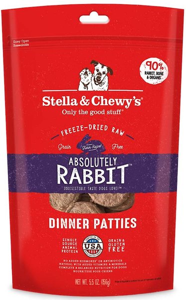 Stella & Chewy's Absolutely Rabbit Dinner Patties Freeze-Dried Raw Dog Food, 5.5-oz bag slide 1 of 7