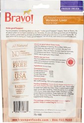 Bravo! Bonus Bites Venison Liver Freeze-Dried Dog Treats, 3-oz bag slide 2 of 6