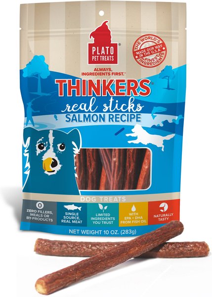 Plato Thinkers Salmon Recipe Dog Treats, 10-oz bag slide 1 of 6