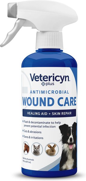 Vetericyn Plus Antimicrobial Wound & Skin Care Spray for Dogs, Cats, Horses, Birds & Small Pets, 16-oz bottle slide 1 of 3