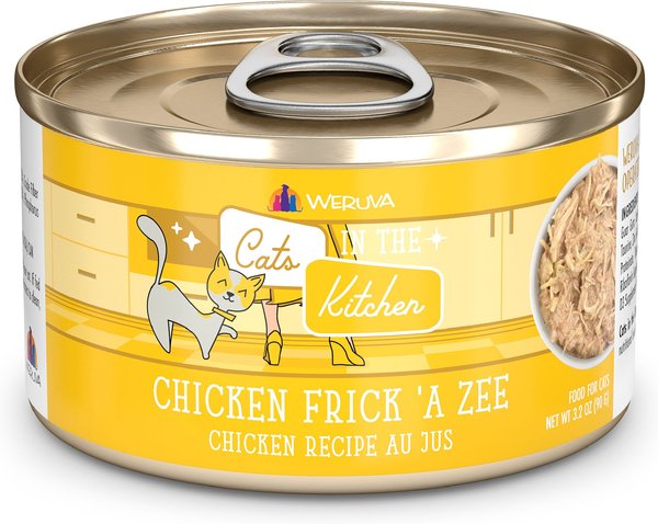 Weruva Cats in the Kitchen Chicken Frick 'A Zee Chicken Recipe Au Jus Grain-Free Canned Cat Food, 3.2-oz, case of 24 slide 1 of 6
