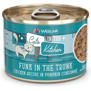 Weruva Cats in the Kitchen Funk In The Trunk Chicken in Pumpkin Consomme Grain-Free Canned Cat Food, 3.2-oz, case of 24