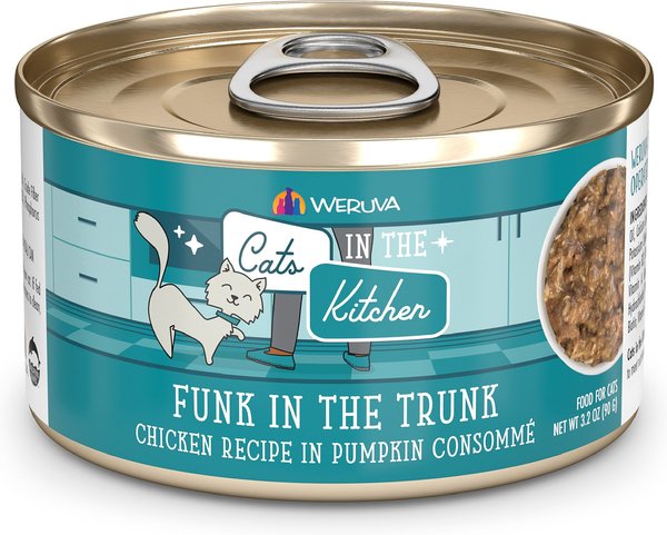 Weruva Cats in the Kitchen Funk In The Trunk Chicken in Pumpkin Consomme Grain-Free Canned Cat Food, 6-oz, case of 24 slide 1 of 10