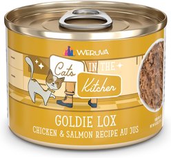Weruva Cats in the Kitchen Goldie Lox Chicken & Salmon Au Jus Grain-Free Canned Cat Food, 3.2-oz, case of 24